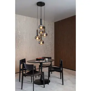 Lucide Marius Modern Cluster Pendant Light 55cm - 5xE27 - Black