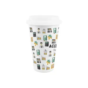 Accountant Ceramic Travel Mug - Humorous Accountancy Gifts/New Job Presents - Double-Walled Insulated Hot/Cold Drinks Cup