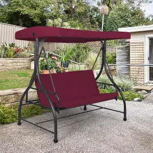 Costway Garden Patio Swing Chair 3 Seater Hammock Bench Convertible Canopy Cushion Seats