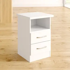 Cascio 2 Drawer Bedside Table White Gloss