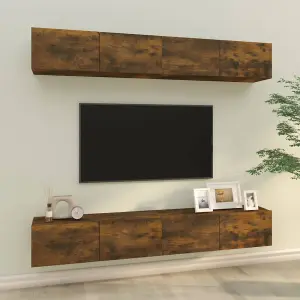 Berkfield Wall TV Cabinets 4 pcs Smoked Oak 100x30x30 cm