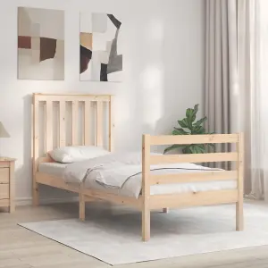 Berkfield Bed Frame with Headboard Small Single Solid Wood