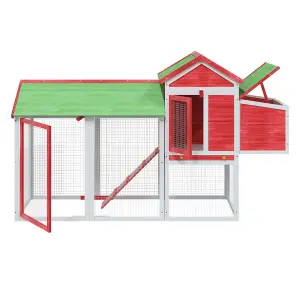 Chicken Coop Red 193x65x117 cm Solid Wood Pine