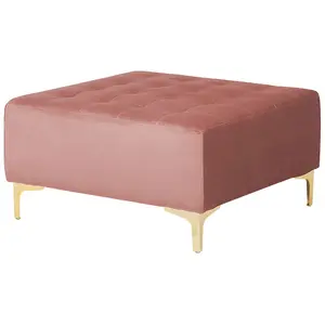 Corner Sofa with Ottoman ABERDEEN Pink Velvet Right Hand