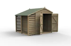 4LIFE Apex Shed 6x8 - Double Door - No Windows -  With Lean-To