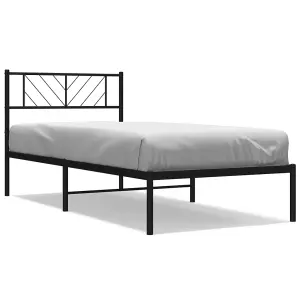 Berkfield Metal Bed Frame with Headboard Black 100x190 cm