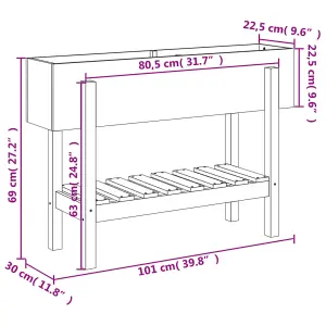 Berkfield Garden Raised Bed White 101x30x69 cm Solid Wood Pine