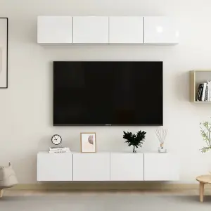 Berkfield TV Cabinets 4 pcs High Gloss White 80x30x30 cm Engineered Wood