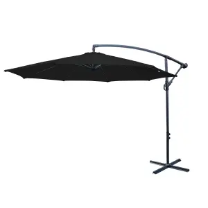 SunDaze 3M Black Cantilever Garden Banana Parasol with Adjustable Crank Patio Shade