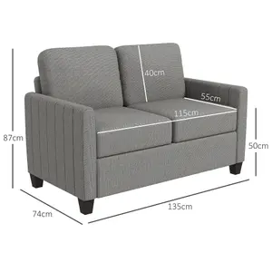 HOMCOM Modern 2 Seater Sofa with Spring Cushion, Back Pillow, Grey