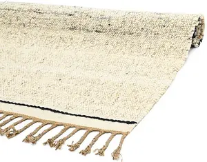 Aura Rectangular Shaped Hand Woven Wool & Rug - Jute - L200 x W140 x H1 cm - Beige