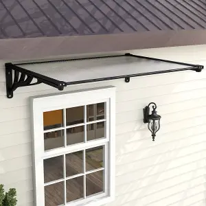 Black Front Door Canopy Awning Canopy Rain Shelter for Window,Porch and Door W 150 cm x D 90 cm x H 28 cm