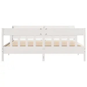 Berkfield Bed Frame without Mattress White 180x200 cm Super King Solid Wood Pine