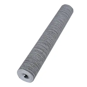 Dark Grey Plain 3D Striped Linen Textured Non Woven Wallpaper Roll 10m (L)