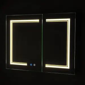 LED Illuminated Anti Fog Touch Sensor Mirror Cabinet 800x600 mm