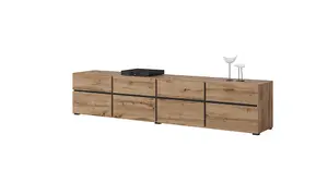 Kross 40 TV Cabinet in Oak Wotan - W2250mm H480mm D400mm Elegant Wood Finish