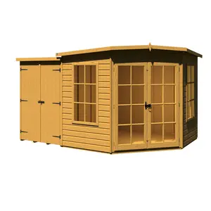 Shire Hampton Corner Summerhouse With Side Shed 8 Ft X 12 Ft