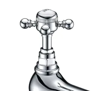 Nes Home Edwardian Traditional Victorian Cross Handle Twin Basin Tap Chrome Hot and Cold