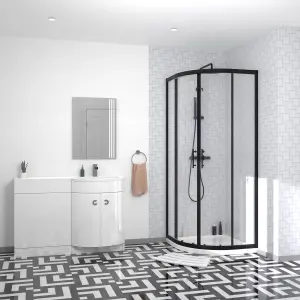 Nes Home Elton Matte Black Quadrant 800mm Shower Enclosure & Right Hand Vanity Combination Unit