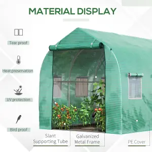 Outsunny 4 x 2 M Walk in Polytunnel Greenhouse Galvanised Steel w/ Zipped Door