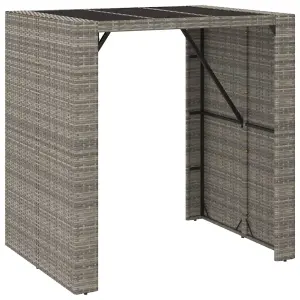 Berkfield Bar Table with Glass Top Grey 105x80x110 cm Poly Rattan