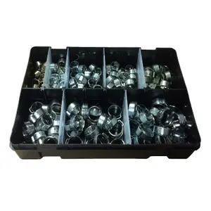 200 x Assorted Mikalor Single Ear Plus Stainless Steel Hydraulic Hose O Clips