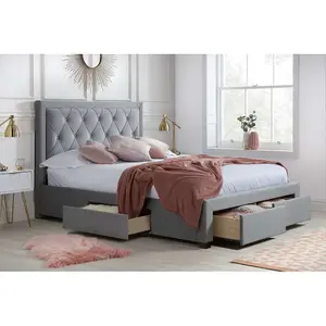 Birlea Woodbury Double Bed Grey Fabric