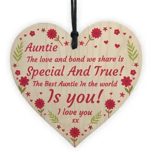 Special Gift For Auntie Birthday Mothers Day Wood Heart Gift From Niece Nephew Keepsake