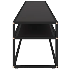 Berkfield TV Cabinet Black 200x40x40.5 cm Tempered Glass