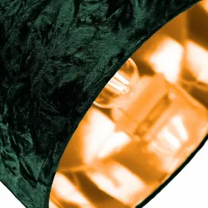 Modern Crushed Velvet Lamp Shade with Shiny Paper Inner Green / 20cm H x 30cm W x 30cm D