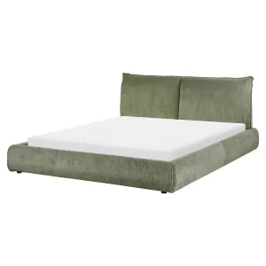 Corduroy EU King Size Bed Green VINAY