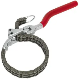 Heavy-Duty Steel Oil Filter Chain Wrench with 180 Degree Pivoting Handle for 60mm to 105mm Filters