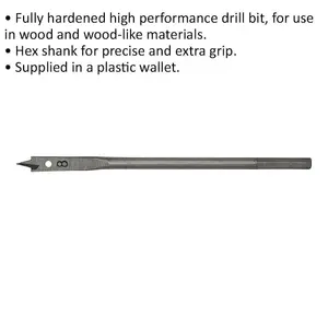 High Performance 8 x 152mm Wood Drill Bit with Hex Shank for Precision Drilling