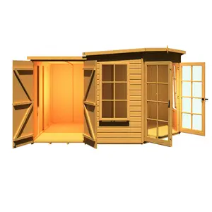 Shire Hampton Corner Summerhouse With Side Shed 8 Ft X 12 Ft