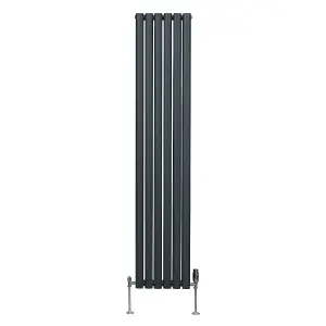 Oval Column Radiator & Valves - 1800mm x 360mm - Anthracite Grey