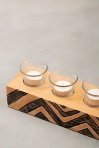 Interiors by Premier Bantu Tribal Wooden Tealight Holder