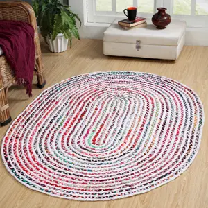 CARNIVAL Oval Bedroom Rug Ethical Source with Recycled Fabric / 90 cm x 150 cm