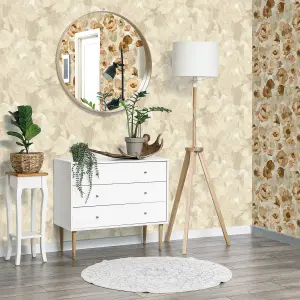 Galerie Julie Feels Home Beige Abstract Shimmery Plain Paeonia Wallpaper Roll