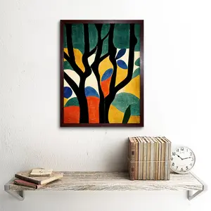 Autumn Trees Minimalist Matisse Style - Print Brown Framed Paper / 43cm H x 33cm W