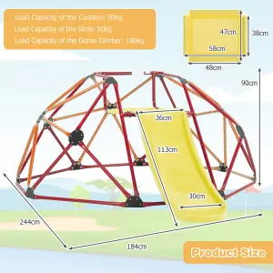 Costway 8FT Dome Climber Kids Toddler Climbing Frame With Slide Geometric Climbing Dome