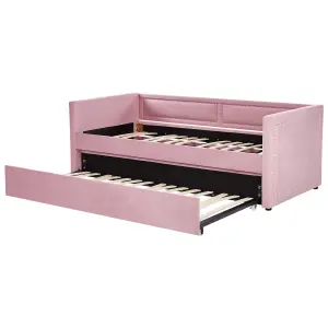 Corduroy EU Single Trundle Bed Pink MIMIZAN