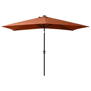 Berkfield Parasol with LEDs and Steel Pole Terracotta 2x3 m