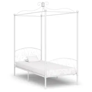 Berkfield Canopy Bed Frame White Metal 100x200 cm