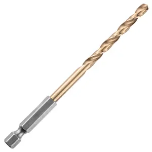 Rennie Tools - 5mm Hex Shank HSS Gold Cobalt Jobber Drill Bit For Stainless Steel, Hard Metals, Aluminium, Cast Iron, Copper.