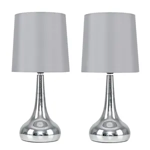 Chasse Metal Table Lamp (Set of 2) Chrome Base / Grey Shade / Not Included