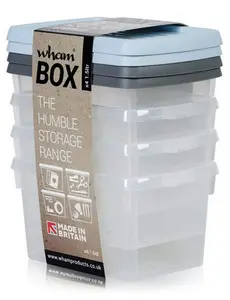 4 Small Storage Boxes With Lids 1.5L Stackable Hobby Craft Box 18 x 12.5 x 10.5cm