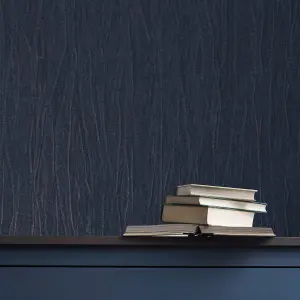 Boutique Marquise plain Sapphire Embossed Wallpaper