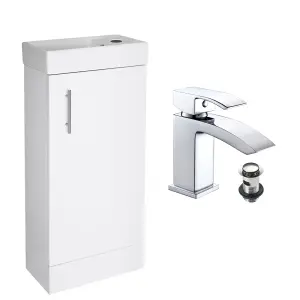 White 400 Vanity Basin Sink Unit & Lucia Basin Tap Chrome