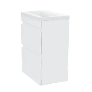 Nes Home White 600mm PVC 2 Drawer Vanity Cabinet & Basin Sink Floor Standing