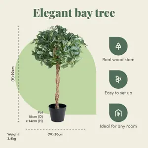 Blooming Artificial - 90cm / 3ft Artificial Bay Laurel Tree